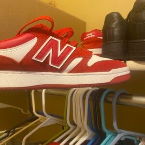 New Balance Kids' Red and White Sneakers